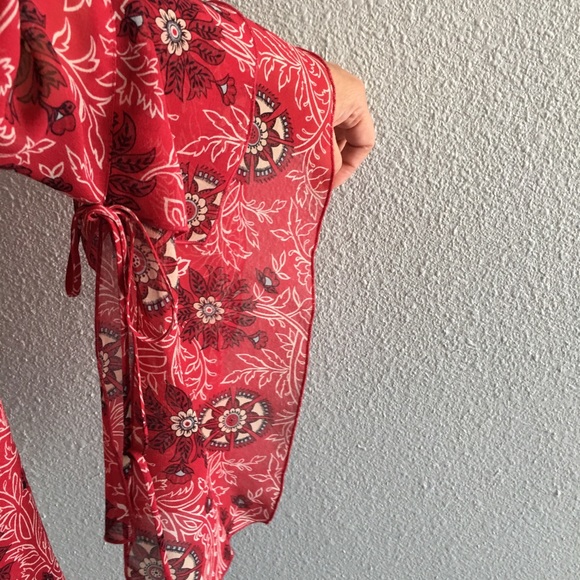 INC International Concepts Red Sheer Top, Sz 2 - Picture 5 of 7